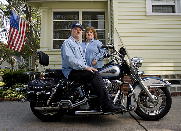 magazine portrait, American motorcycle couple